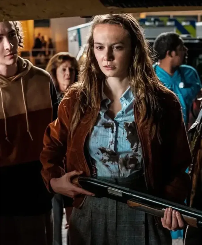Andi Matichak Halloween Kills Brown Shirt Style Jacket - Image 3