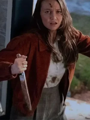Alternative view of Andi Matichak Halloween Kills Brown Shirt Style Jacket