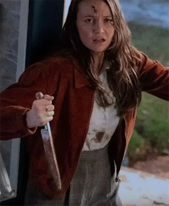 Andi Matichak Halloween Kills Brown Shirt Style Jacket - Image 2