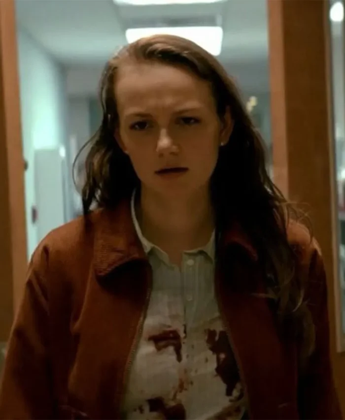 Andi Matichak Halloween Kills Brown Shirt Style Jacket