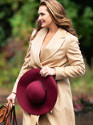 Brooke Shields Brown Coat 2021 A Castle for Christmas