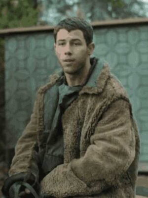 Alternative view of Nick Jonas Chaos Walking David Prentiss Jr. Brown Faux Fur Coat