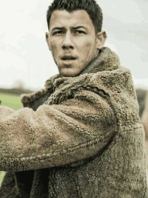 Nick Jonas Chaos Walking David Prentiss Jr. Brown Faux Fur Coat
