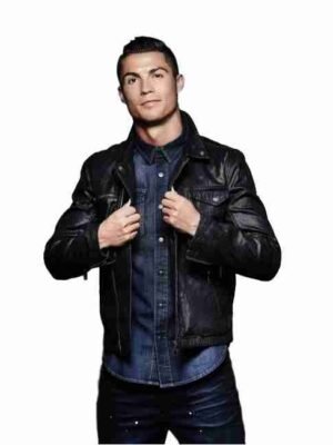 Alternative view of Cristiano Ronaldo Black Leather Jacket