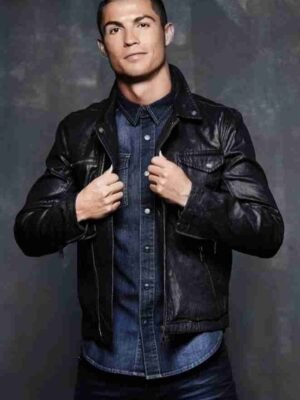 Cristiano Ronaldo Black Leather Jacket