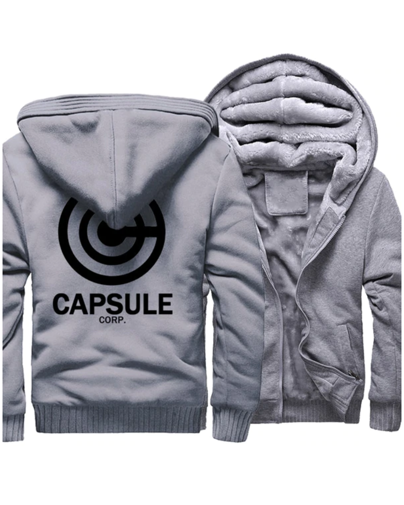 Dragon Ball Capsule Corp Thick Grey Hoodie