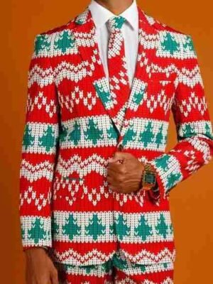 Red Ryder Knit Print Western Style Christmas Blazer