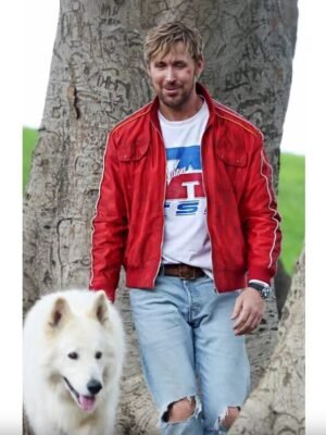 Alternative view of Ryan Gosling The Fall Guy Red Varsity Jacket