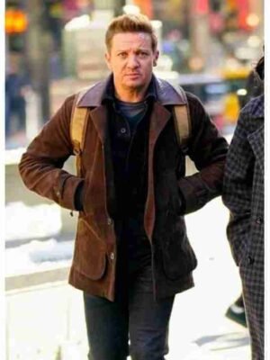 Alternative view of Jeremy Renner Hawkeye 2021 Brown Leather Jacket
