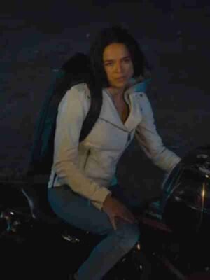 Michelle Rodriguez Fast & Furious 9 White Biker Jacket