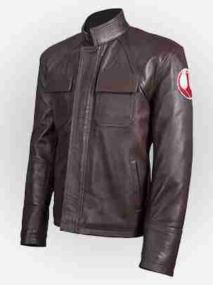 Alternative view of Fearless Poe Dameron Star Wars The Last Jedi Leather Jacket Style