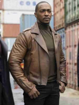 Sam Wilson Falcon and the Winter Soldier Brown Leather Jacket