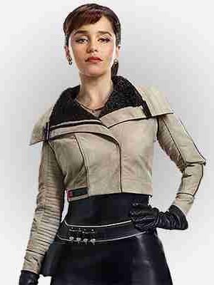 Alternative view of Fearless Solo A Star Wars Story Qi’Ra leather jacket Style