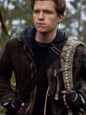Tom Holland Chaos Walking Todd Hewitt Dark Brown Hooded Leather Jacket